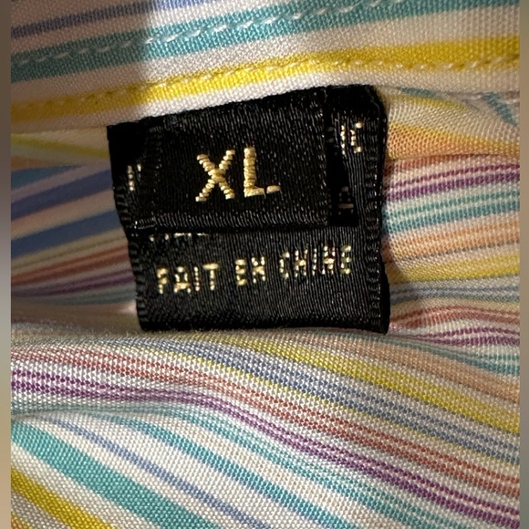 BUGATCHI UOMO XL Pastel Stripe Decorative Vertical Embroidery Spread Collar NICE - Picture 14 of 15